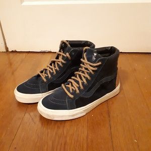Navy high-top suede & leather Vans sneakers